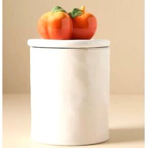 Anthropologie Canister Handpainted Stoneware Peaches NWT